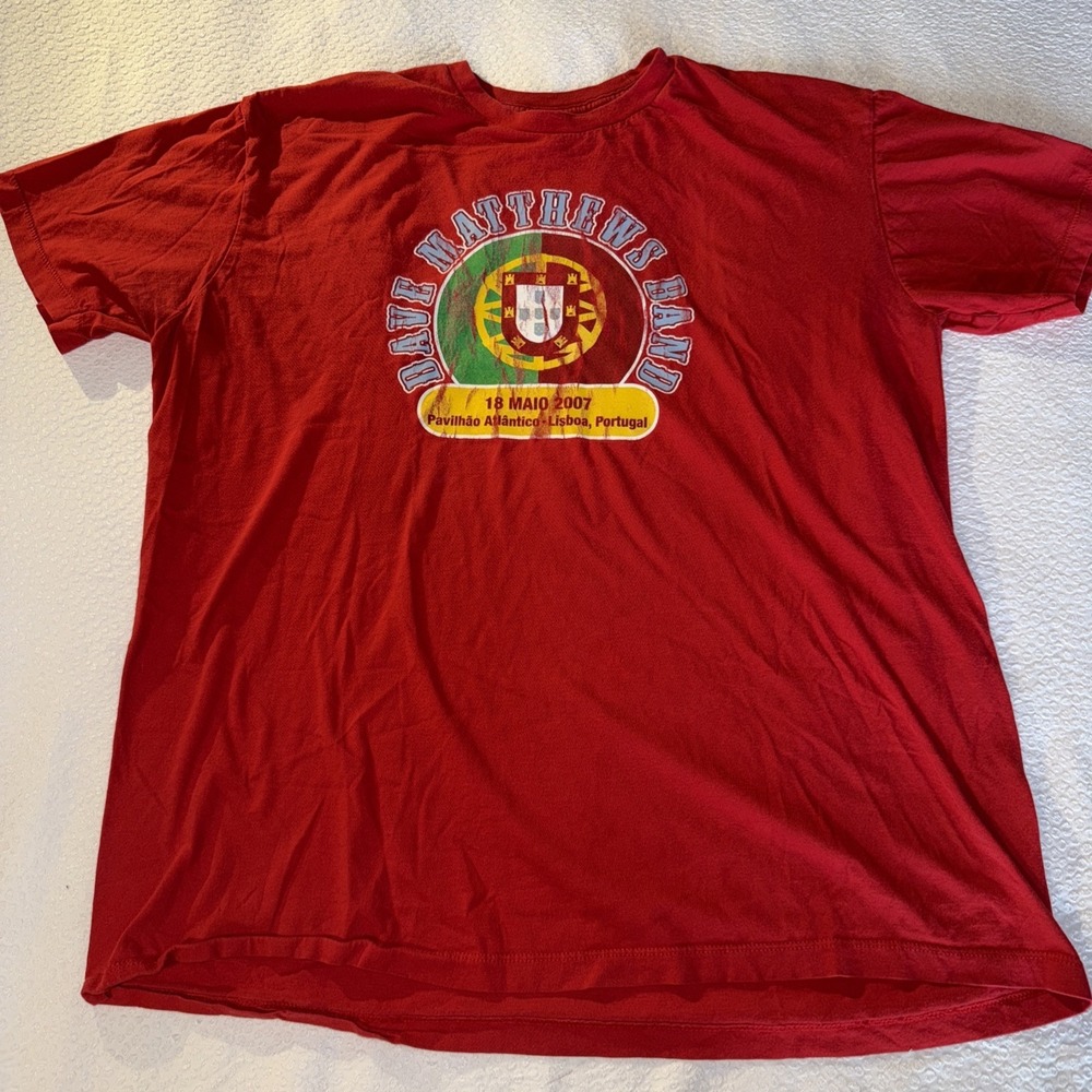 Rare Dave Matthew's Band 2007 Portugal Concert Shirt Red Mens XL Made In USA
